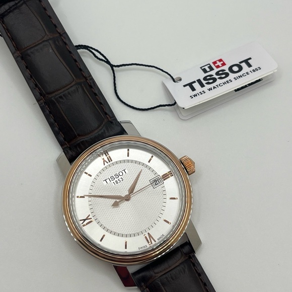 Tissot T-Classic Carson Rose Gold Brown Leather Band Watch - Picture 5 of 8
